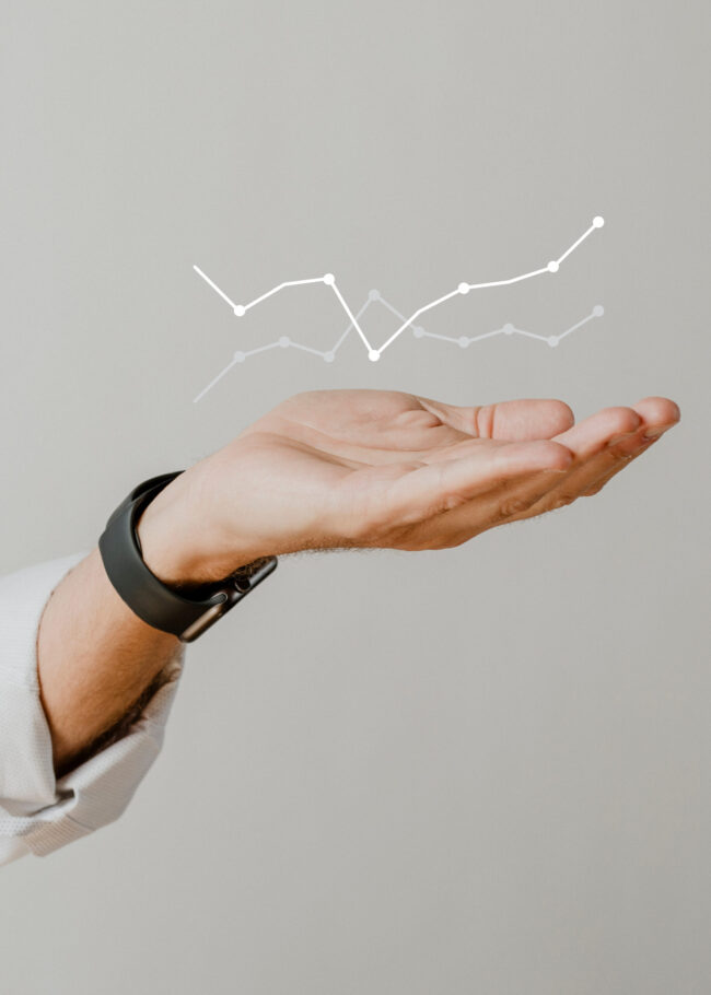 Presenting arm isolated on beige